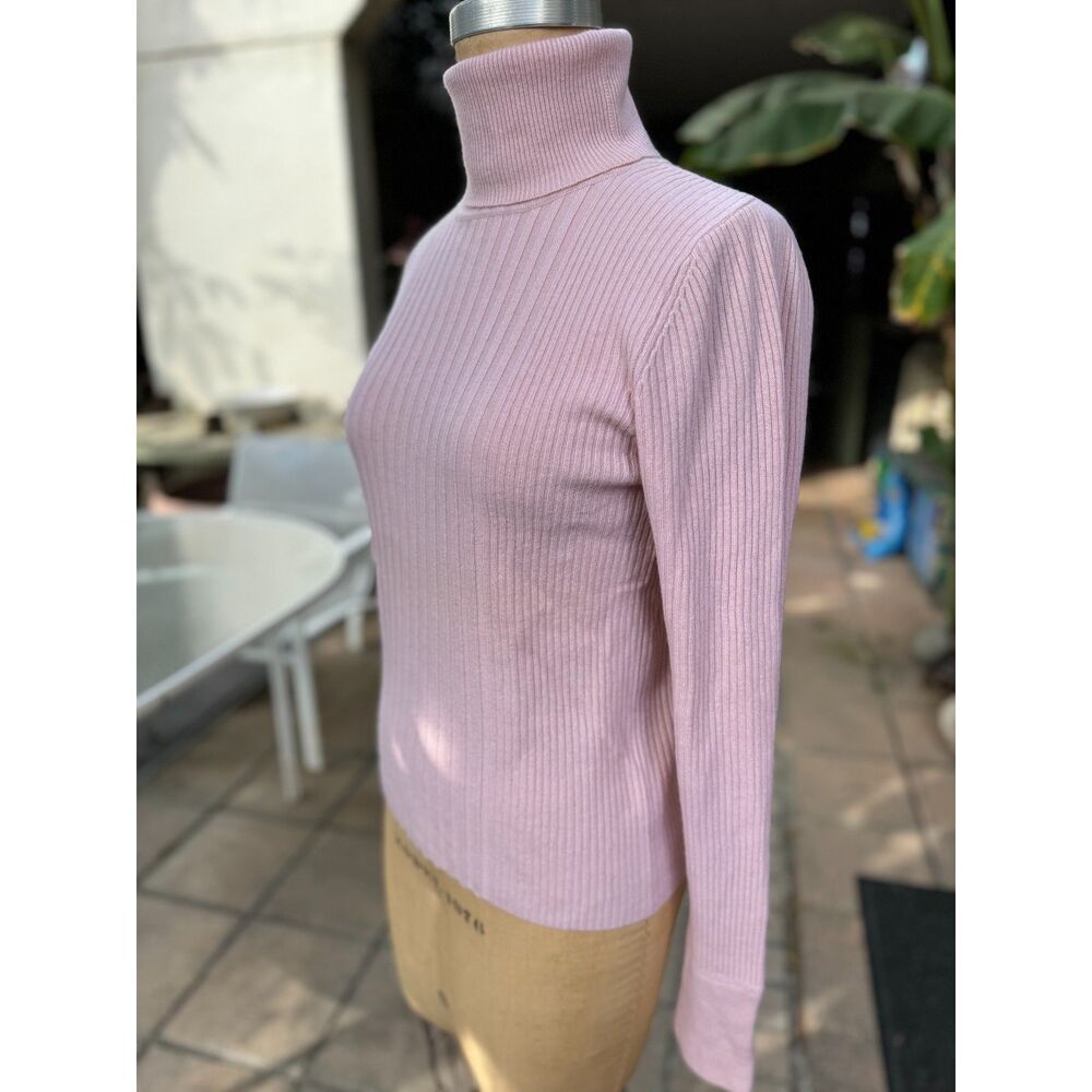 Juicy Couture Cashmere Ballet Lt Pink Ribbed Long Sleeve Turtleneck Sweater SZ L